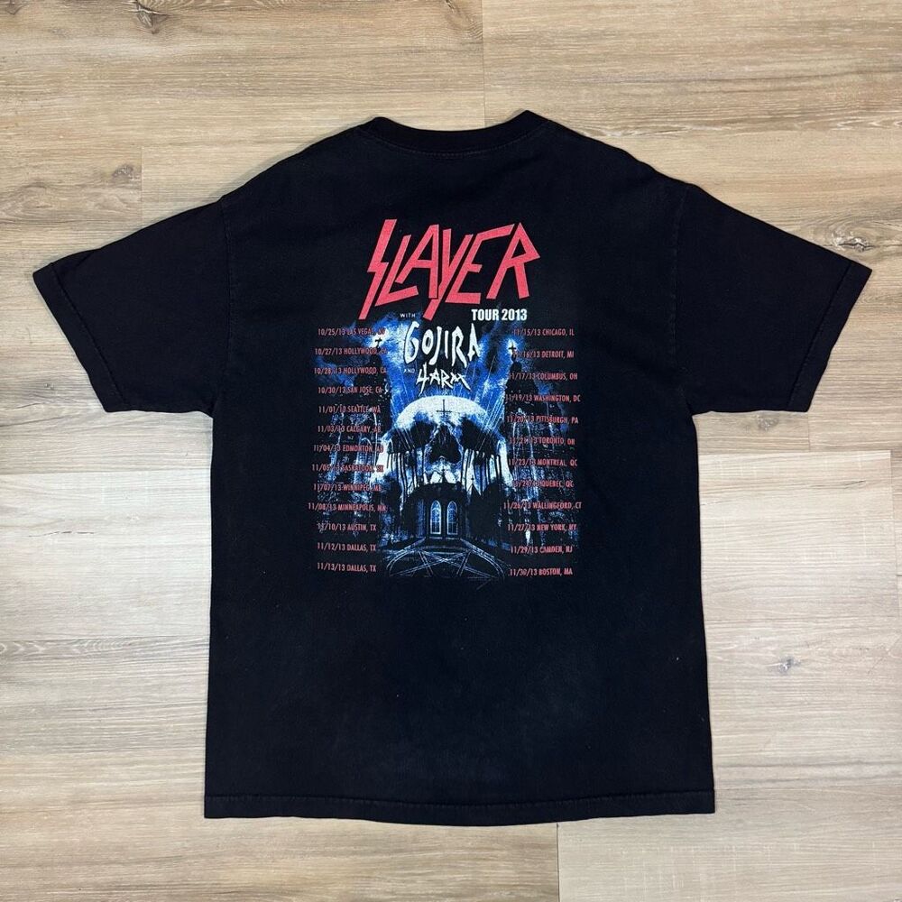Slayer Size Large 2013 Tour Band Tee Black Skull Print Merch Gojira Harm Metal - Picture 4 of 5
